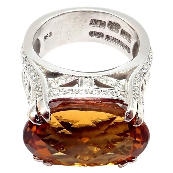 Kieselstein Cord Platinum 2.5ct Diamond Golden Citrine Cockatil Ring 1999 sz 6.5 - Picture 6 of 15